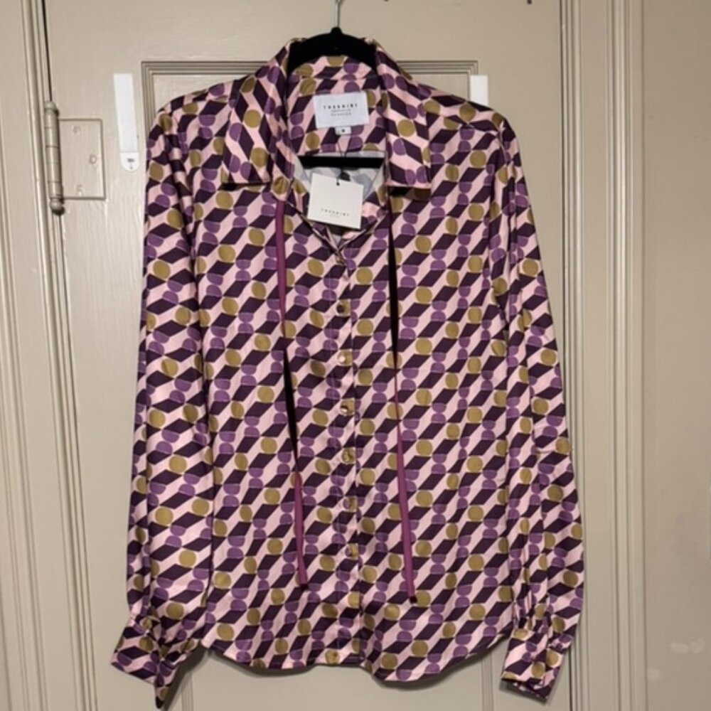 NWT Medium Long SleeveTie Neck Blouse - The Shirt by Rochelle Behrens